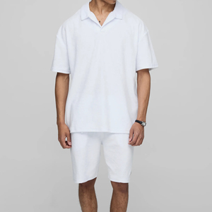Nouvel ensemble mode homme automne : T-shirts et shorts personnalisables en fibre de bambou, imprimé décontracté, séchage rapide, tricoté en polaire, délavé à l'acide - Product Image 1