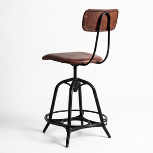 Industrial Vintage Leather <b>Bar</b> <b>Stools</b> Swivel Metal Frame <b>Adjustable</b> High Chair For Restaurant Cafe And Kitchen Island - Product Image 4