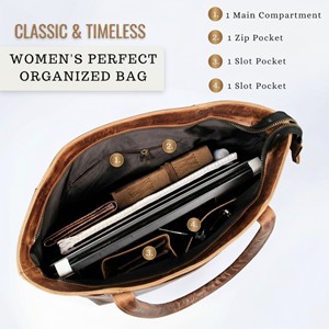Madosh Womens Brown Genuine Leather Office Laptop <b>Bag</b> Lightweight Vintage Style <b>Shoulder</b> <b>Strap</b> - Product Image 4
