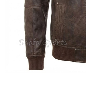 Veste en cuir véritable personnalisée, couleur marron unie, veste de haute qualité avec logo personnalisé, vestes en cuir - Product Image 4