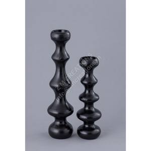 Ensemble de porte-bougies noirs en aluminium, supports décoratifs pour bougies, décoration de Noël, fournitures pour événements - Product Image 1