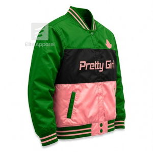 เสื้อแจ็คเก็ตแข่งรถ Alpha Kapa Alpha Sorority แบบสั่งทำพิเศษ ปักโลโก้สีเขียวและชมพู สไตล์สำหรับผู้หญิง บุด้วยโพลีเอสเตอร์ - Product Image 2