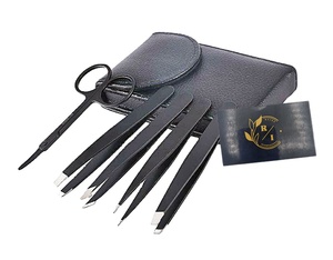 Kit de beauté de luxe 5 pièces en acier inoxydable de qualité supérieure du fabricant – Pince à épiler à pointe inclinée durable, écologique et antistatique - Product Image 5