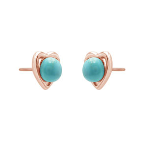 Boucles d'oreilles fines en forme de cœur avec pierre précieuse turquoise, 100% argent massif 925, bijoux classiques pour femmes, à porter au quotidien - Product Image 5