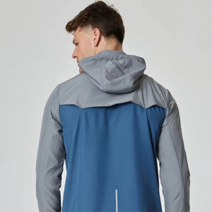 Chaqueta cortavientos deportiva de verano para hombre, con logotipo personalizado, 100% nailon, media cremallera, para correr, entrenar, gimnasio, actividades al aire libre. - Product Image 4