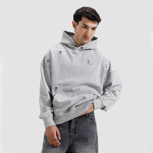 Sweat à capuche décontracté pour homme en molleton 100 % coton, imprimé par transfert thermique, avec poche, style hip-hop, tissu respirant, vente en gros - Product Image 4