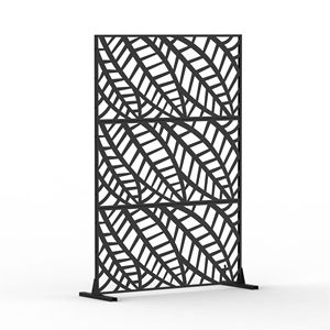 Free-Standing Indoor/Outdoor Metal Privacy <b>Screen</b> Panels <b>Leaf</b> Shaped Decorative Divider for Balcony Patio Garden - Product Image 1