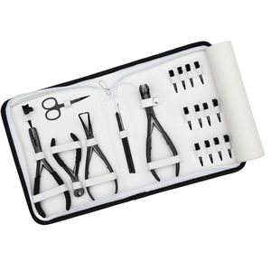 Juego de accesorios para extensiones de cabello de salón: removedor de microperlas, alicates de crimpado de dos orificios, cortador de enlaces, herramienta de gancho y bucle para cabello, clips de seccionamiento. - Product Image 1