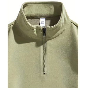 Unisex Men's Women's Half Zip Sweatshirt Oversized Fit Plain Grey <b>Mock</b> <b>Neck</b> Fleece Streetwear Cotton Casual <b>Top</b> - Product Image 6