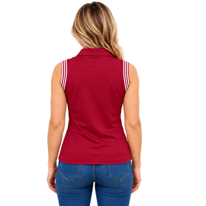 Burgundy Equestrian Sleeveless Patch Collar <b>Polo</b> <b>Shirt</b> for <b>Women</b> Slim Fit Horse Riding Training Top Custom Wholesale Performance - Product Image 2