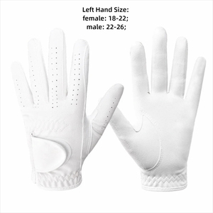 Gants de golf en cuir véritable avec sangle de poignet réglable, respirants, pour le sport et l'extérieur, ajustement unisexe, patch logo blanc, fermeture à enfiler - Product Image 6