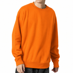 เสื้อสเวตเชิ้ตคอกลมโอเวอร์ไซส์สีส้มสำหรับผู้ชาย แบบลำลอง ถักทอสีพื้น ทรงปกติ - Product Image 5