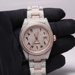 Reloj de pulsera de lujo con diamantes de moissanita de acero inoxidable para hombre de la mejor calidad, reloj de pulsera con esfera de cristal antiguo de alta calidad - Product Image 6