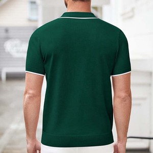 Camiseta de Manga Larga Verde para Hombre con Cierre Frontal y Logotipo, Informal, de Punto, Poliéster, Color Sólido, Transpirable, Corte Regular, 180g - Product Image 2
