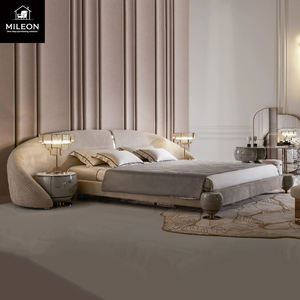 Villa Modern New Style Breites Kopfteil Bett Design Bett Zimmer möbel Schlafzimmer Set Luxus Gepolstert aus Stoff Super King Size Bett - Product Image 1