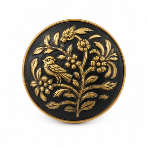 Botones de Latón Esmaltados con Diseño Floral y de Aves Doradas de Lujo para Sherwani, Hechos a Mano, de Diseño Premium, Estilo Antiguo Real - Product Image 1