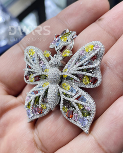 Pendentif Papillon Femme en Argent Sterling 925 Plaqué Or 18K, Bijou de Luxe Hip Hop, Inspiré des Créateurs de Mode, Moissanite Vérifiée - Product Image 6