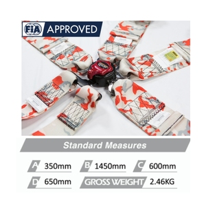 เข็มขัดนิรภัยสำหรับรถแข่ง OEM ODM SPORT FIA แบบ 6 จุด พร้อมสายรัดแบบดึงขึ้นและตัวปรับระดับอะลูมิเนียมสำหรับมอเตอร์สปอร์ต - Product Image 6