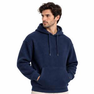 Mens Waffle Knit Hoodie Casual Pullover Thermal <b>Long</b> Sleeve Outdoor Winter Custom Streetwear <b>Sweatshirt</b> Wholesale Sportswear - Product Image 5