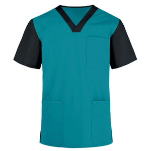 Blouse d'hôpital unisexe à manches courtes en tissu jersey peigné extensible 4 directions, qualité supérieure 100% pour uniforme d'infirmière - Product Image 4