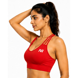 Soutien-gorge de sport pour femme 2026 rouge à dos croisé, maintien élevé, pour yoga et fitness, avec logo NI, design personnalisé Nofyan Ind - Product Image 2