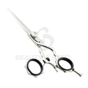 Professional Stainless Steel Hair Cutting Scissors with Bamboo Style Handle and Hexagon Finger <b>Ring</b> Design - Product Image 1
