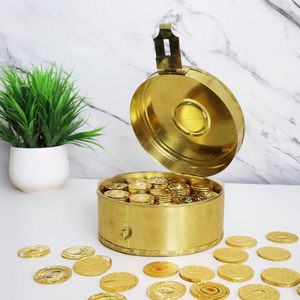 Traditional Brass Jewellery <b>Box</b> Vintage Round <b>Lockable</b> <b>Storage</b> Container Decorative Treasure <b>Box</b> for Jewellery Coins Cash Keepsa - Product Image 2