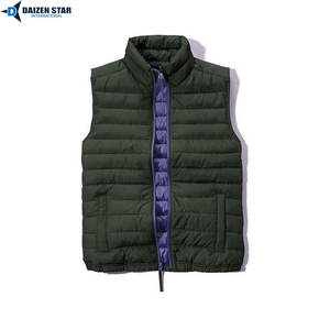 Gilet matelassé en laine pour homme, style streetwear, col montant, fermeture éclair, motif uni, écologique, coupe-vent, anti-UV 100% - Product Image 6