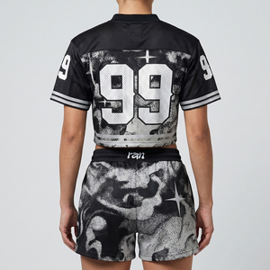 Conjunto de camiseta y pantalones cortos de fútbol extragrandes personalizados para hombre y mujer, ropa urbana vintage con gráficos de malla, conjunto de 2 piezas - Product Image 4