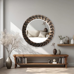 <b>Pinecone</b> Scale Round Handmade Crystal Glass Wall Mirror REHMAN CRAFT - Product Image 4