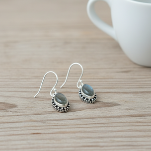 Pendientes de Labradorita Azul Fuego Natural, Plata de Ley 925, Chapados en Oro Rosa y Oro Amarillo, Hechos a Mano, Joyería Boho, Regalo - Product Image 4