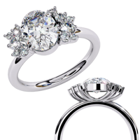 Bague de fiançailles en moissanite taille ovale, alliance de mariée taille brillant rond, plaqué or blanc, bijoux pour femme