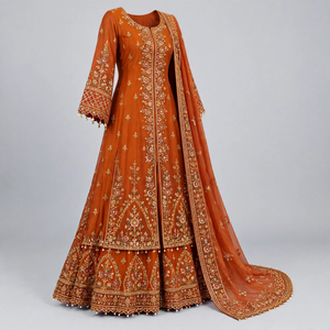 Elegante Traje Mehndi para Mujer con Colores Vibrantes, Patrones Delicados y un Atractivo Sofisticado para Bodas y Fiestas, Vestidos Casuales - Product Image 4