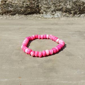 Natural Pink <b>Opal</b> Smooth Rondelle Beads Stretchable Adjustable Bracelet Healing Stone Beaded Jewelry Fashion Wholesale Bulk - Product Image 3