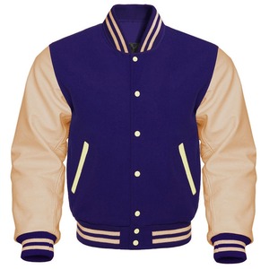 Men's <b>Purple</b> <b>Varsity</b> <b>Jacket</b> With Gold Sleeves Regular Fit Solid Color Button Closure Casual Autumn Wear - Product Image 5