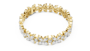 Pulsera de tenis floral de oro amarillo de lujo con cristales talla marquesa, elegante para mujer, para bodas y aniversarios - Product Image 2