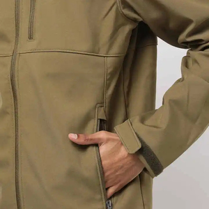 Veste softshell marron pour homme Exoro, best-seller, col montant, coupe-vent, fermeture éclair, coupe classique, pour l'automne - Product Image 5