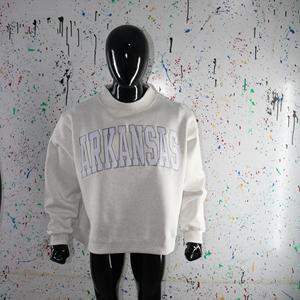 Sweat-shirt à col montant gris cendré ARKANSAS, 100% coton, avec broderie appliquée blanche, col large, URBAN PRODUCTIONS - Product Image 6