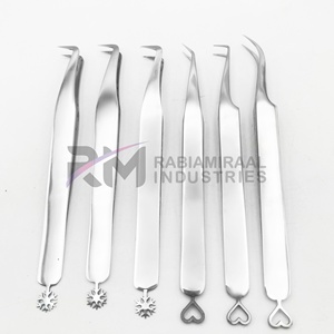 RABIAMIRAAAL INDUSTRIES Pince à épiler en acier inoxydable à pointe de précision, lot de 6, surface lisse, design cœur et fond - Product Image 1