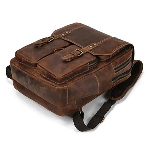 Luxury <b>Waterproof</b> Leather Laptop Bag Anti-Theft Vintage Travel Rucksack Genuine Leather Multi-Pocket LBP-0428 - Product Image 6