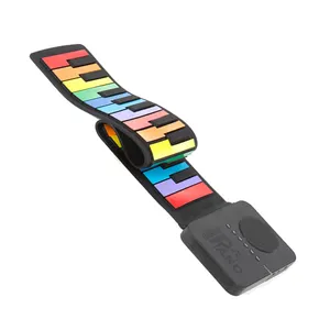 Alat musik piano 37 tombol warna-warni digulung tangan menggulung keyboard piano untuk anak-anak