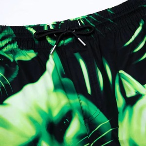 Shorts de bain décontractés pour hommes, imprimé chat vert, séchage rapide, taille à cordon, avec poches, design par sublimation - Product Image 5