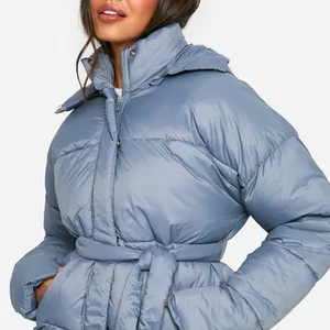 Custom Women's Winter Breathable Canvas Puffer Jacket with <b>Stand</b> Collar High Quality Casual Bubble Design Custom Logo Print - Product Image 6