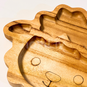 OEM Natural Eco Friendly Wooly Dolly Teak Wood <b>Kids</b> Plate Sustainable Food Safe No Paint and Varnish Halal Customized Children - Product Image 2