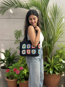 Hot Sale Summer Beach Vintage Straw <b>Bags</b> Crochet Black Handmade Women Shoulder <b>Bag</b> Square <b>Bag</b> - Product Image 1