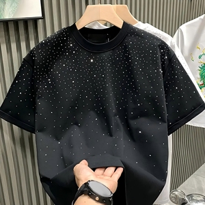 Camiseta de Moda con Estampado de Logotipo y Pedrería, 100% Algodón, Talla Grande para Hombre - Product Image 5
