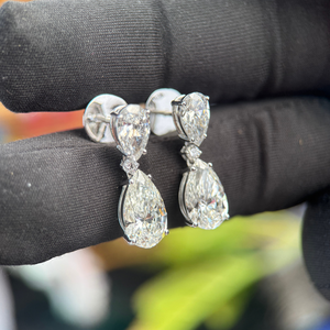 Pendientes Clásicos de Diamantes en Forma de Pera, Premium, 2.25ct y 1.20ct, Certificados por IGI, Joyería para Aniversario y Boda - Product Image 4