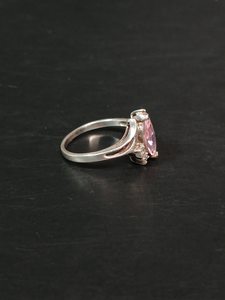 Sterling Silver Pink CZ <b>Ring</b> Size 6 Clear Accent Stones Elegant Fashion <b>Ring</b> Jewelry Gift For Women - Product Image 2
