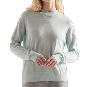 Sudadera de cuello alto para mujer, estilo moderno, 100% algodón, 380GSM, gris melange liso, manga raglán completa, puños acanalados, para uso exterior - Product Image 2