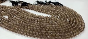 Perles de quartz fumé brun naturel, forme ronde, facettées, 5-6 mm - Product Image 3
